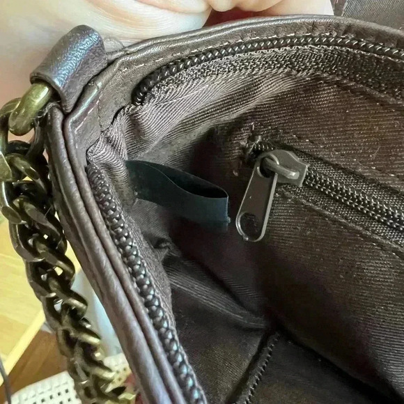 Fossil Brown Quilted Leather Wristlet / Clutch with Snap Closure - Picture 15 of 15